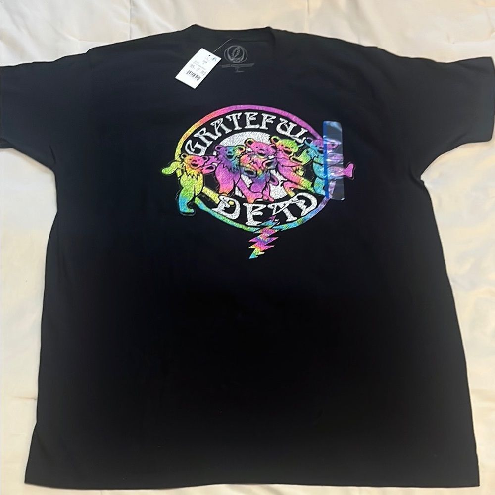 Grateful Dead Bear Graphic Multicolor Black Band T-Shirt Men’s L New With Tags